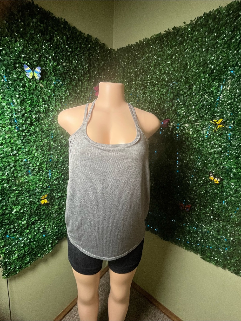 Lightweight Gray Racerback Tank Top - Unbranded